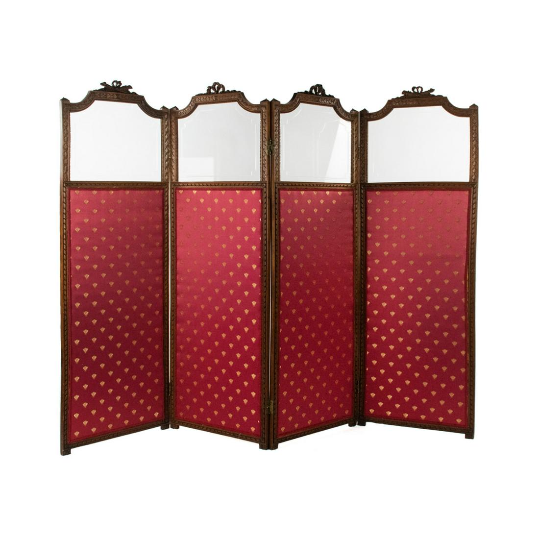 French Louis XVI Style Four Panel Silk Screen (1 of 13)