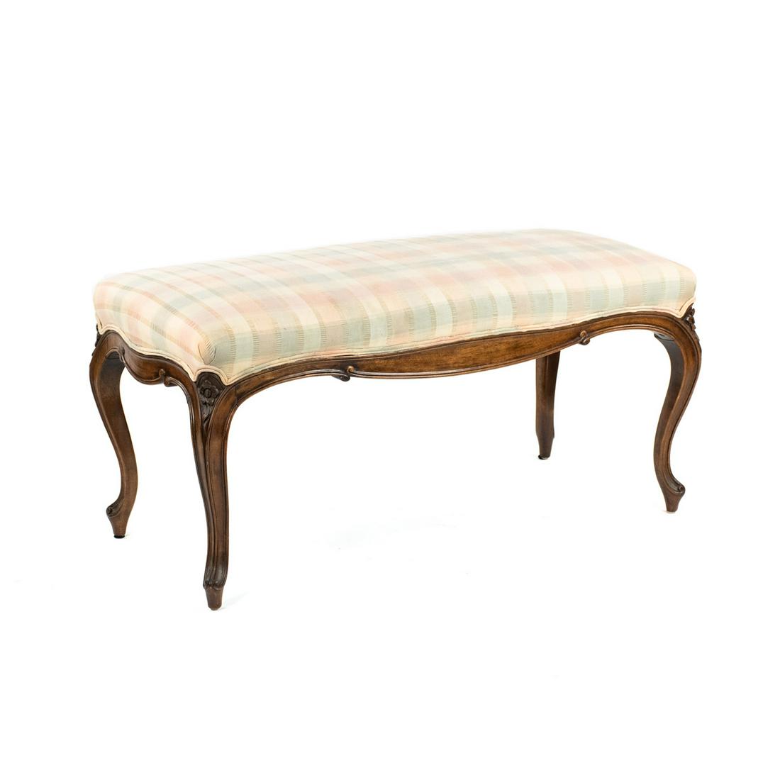 French Provincial Upholstered Wooden Bench (1 of 10)