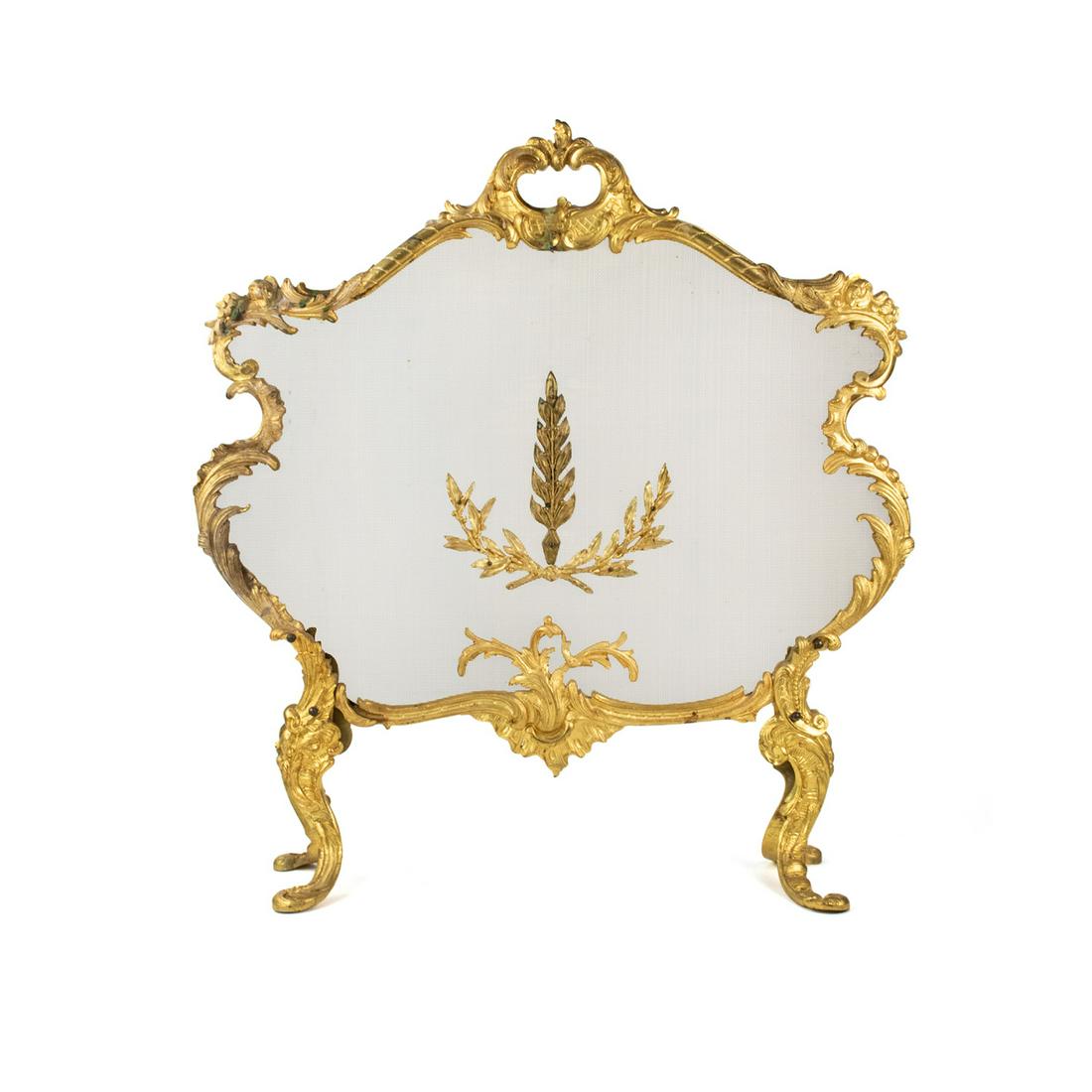 19th C. French Louis XV Gilt Bronze Fire Screen (1 of 11)