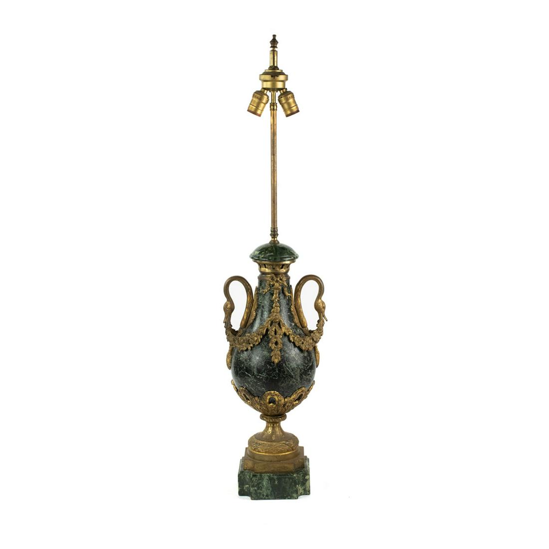 Antique French Empire Style Bronze Levanto Marble Lamp (1 of 18)