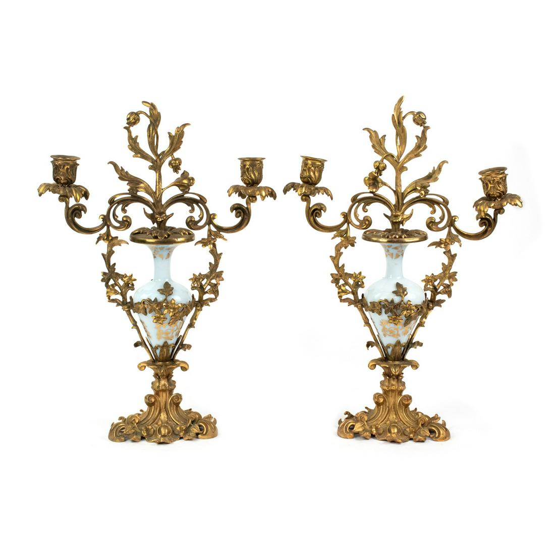 Pair of French Gilt Bronze Two Arm Vase Candelabras (1 of 13)