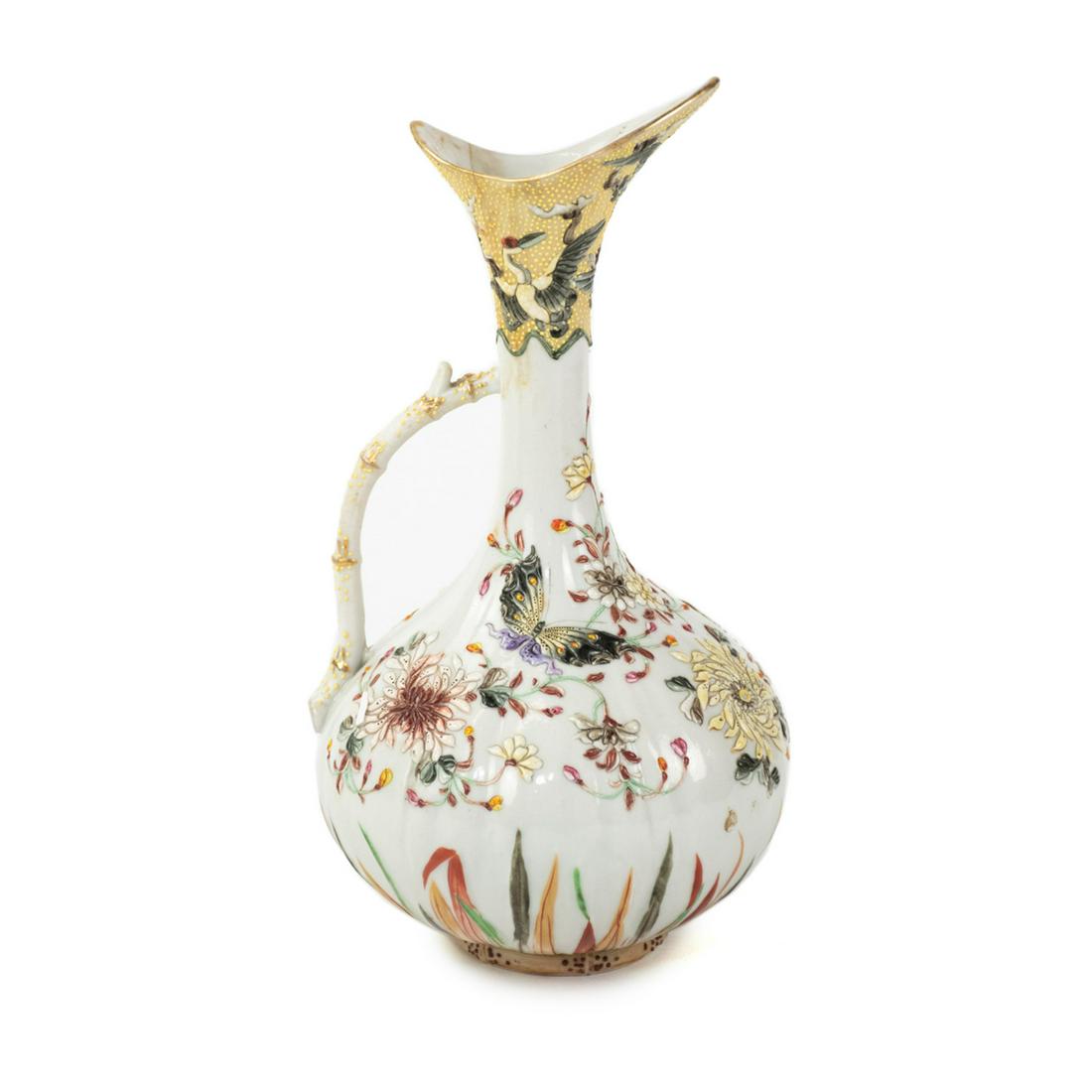 AA Vantine Moriage Porcelain Butterfly Pitcher Vase (1 of 12)
