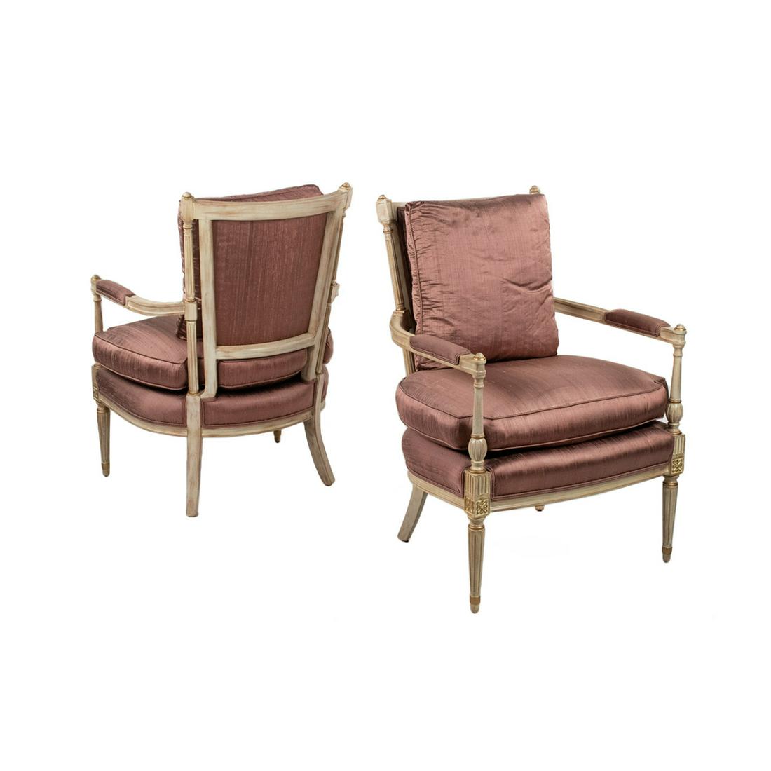 Pair of French Louis XVI Style Directoire Arm Chairs (1 of 17)