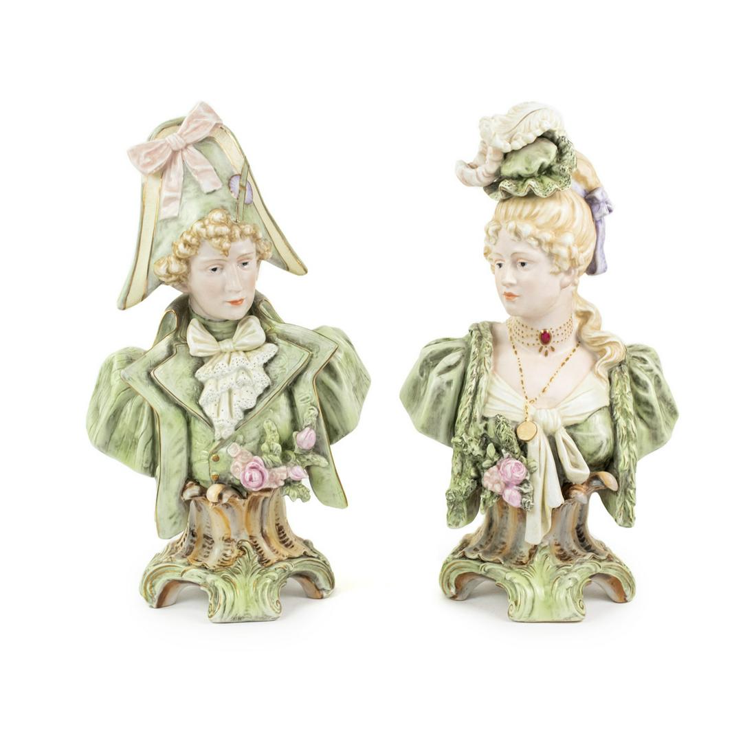Pair of Arnart Kalk Germany Victorian Porcelain Busts (1 of 17)
