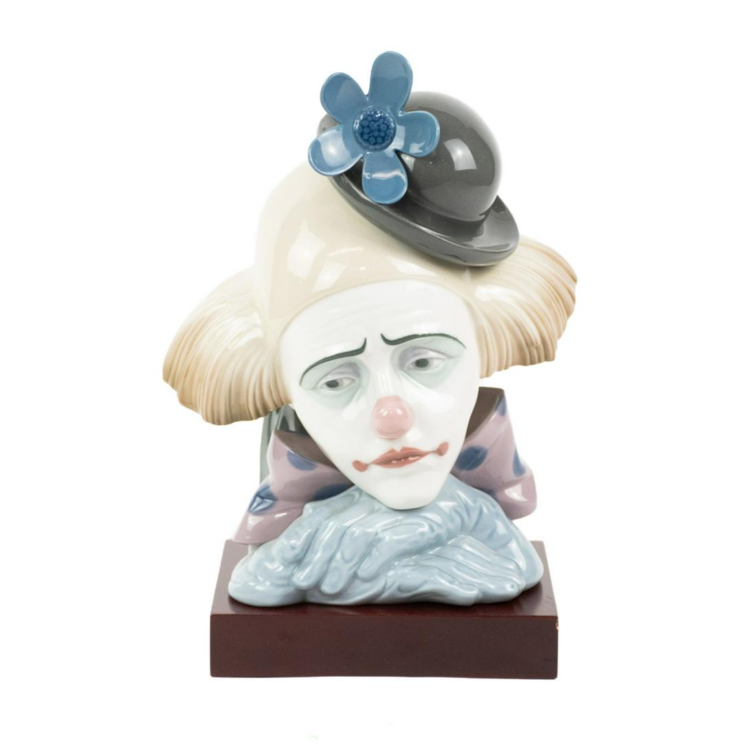 Lladro Porcelain Pensive Clown Bust with Base No. 5130 (1 of 9)