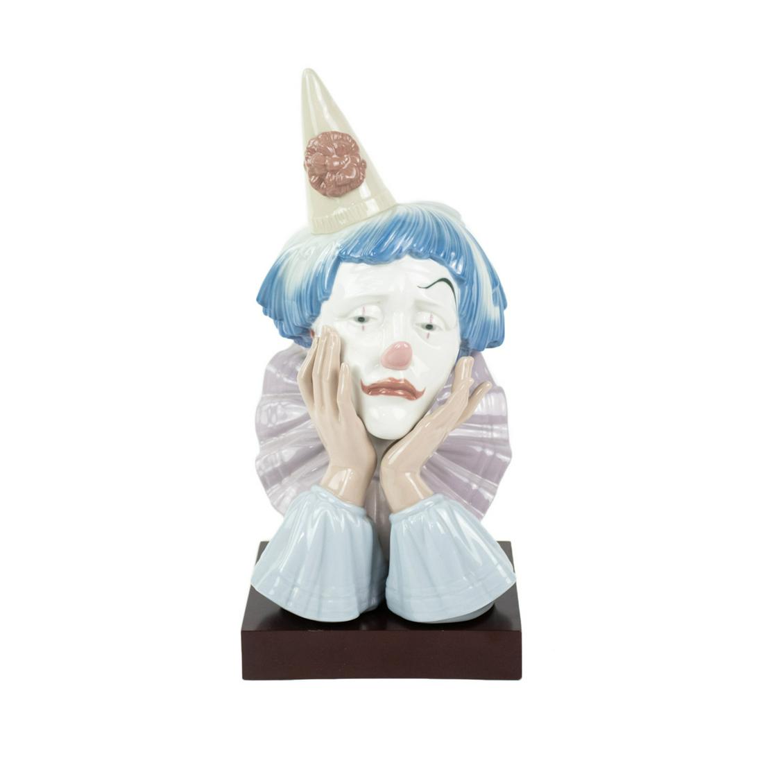 Lladro Porcelain Jester Clown Bust with Base No. 5129 (1 of 8)