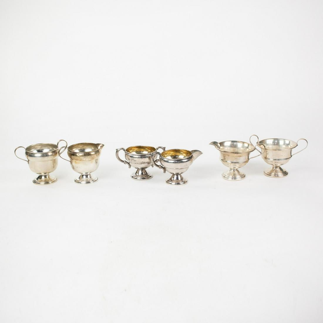 Grouping of Weighted Sterling Creamer & Sugar Bowl Sets (1 of 12)