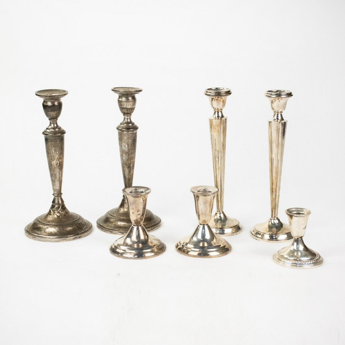 Grouping of Seven Weighted Sterling Candlesticks (1 of 17)