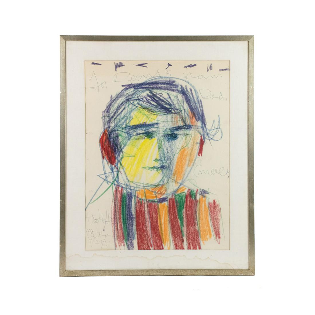 Emerson Woelffer Signed Crayon on Paper Drawing (1 of 12)
