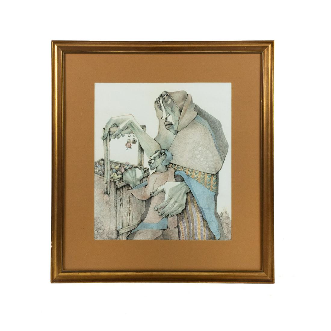 JosÃ© Nicolas Signed Watercolor and Ink on Paper (1 of 12)