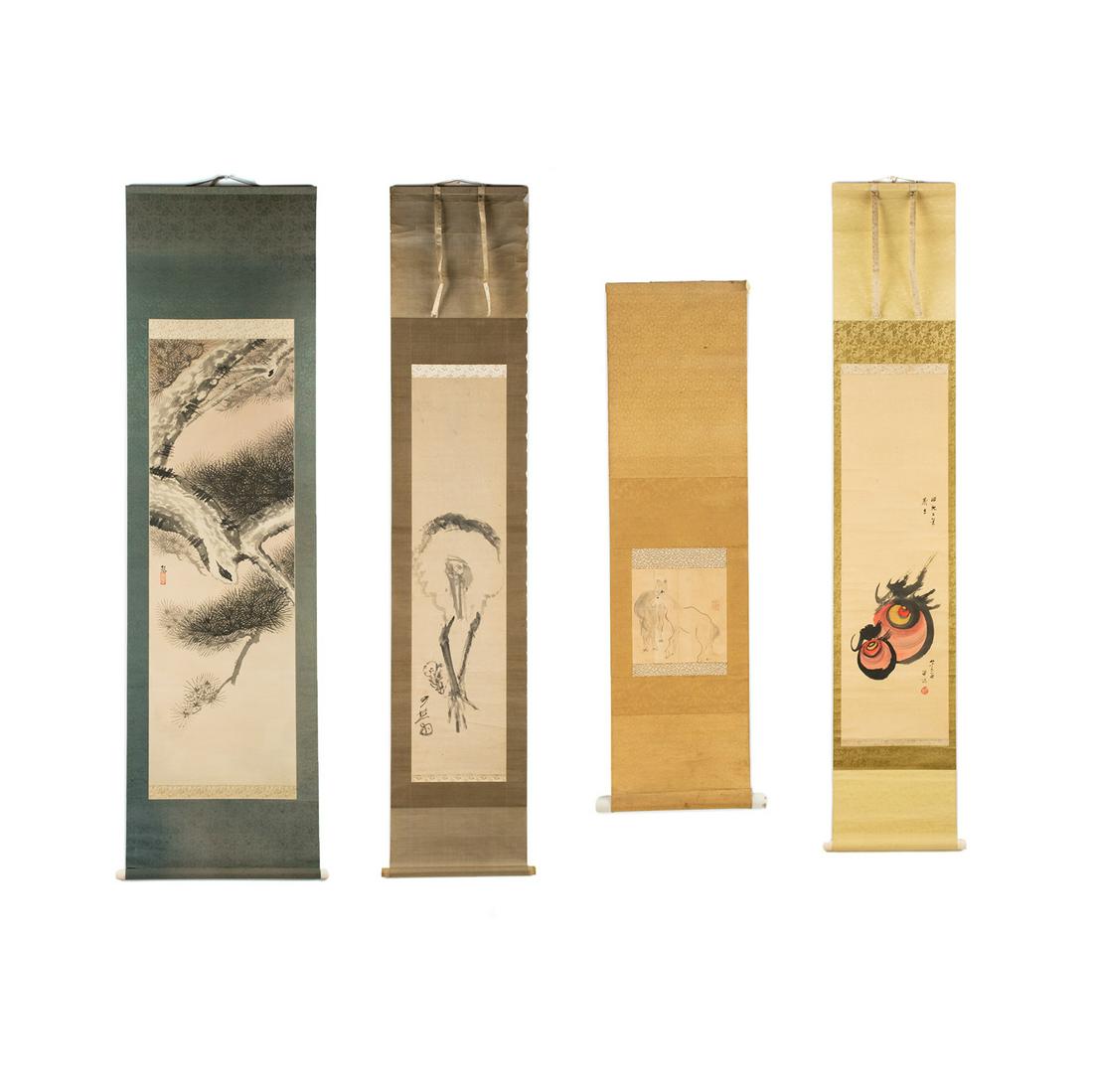 Group of 4 Japanese Watercolor Scroll Paintings (1 of 19)