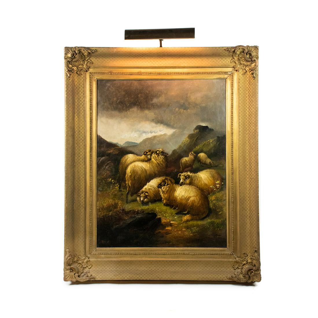 Alfred Morris 'Sheep in Highlands' Signed Oil on Canvas (1 of 18)