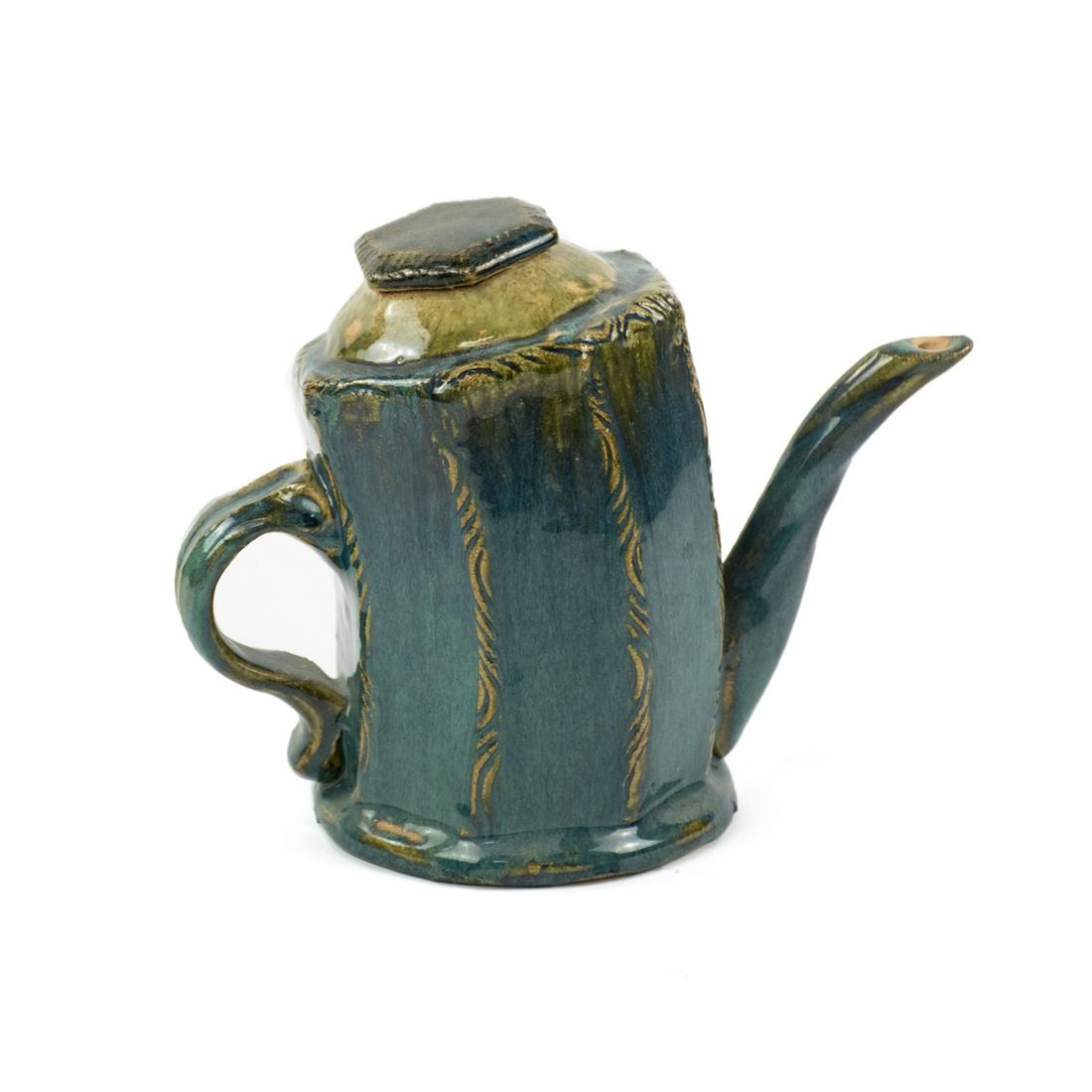 SIU Carbondale Art Pottery Leaning Teapot Signed (1 of 6)