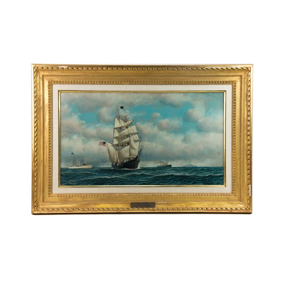 Antonio Jacobsen Signed Oil on Board c. 1916 (1 of 16)