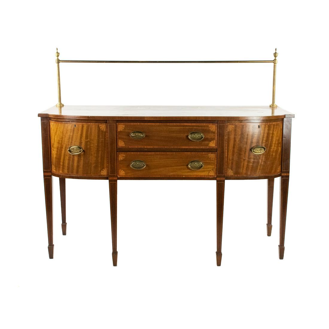 English Regency Mahogany Inlaid Brass Galley Sideboard (1 of 20)