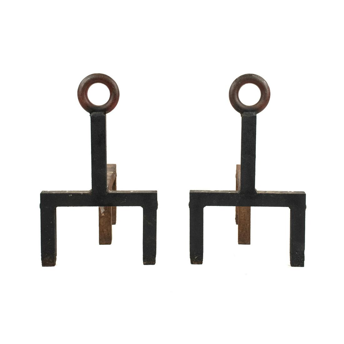 Pair of Arts & Crafts Keyhole Andirons (1 of 9)