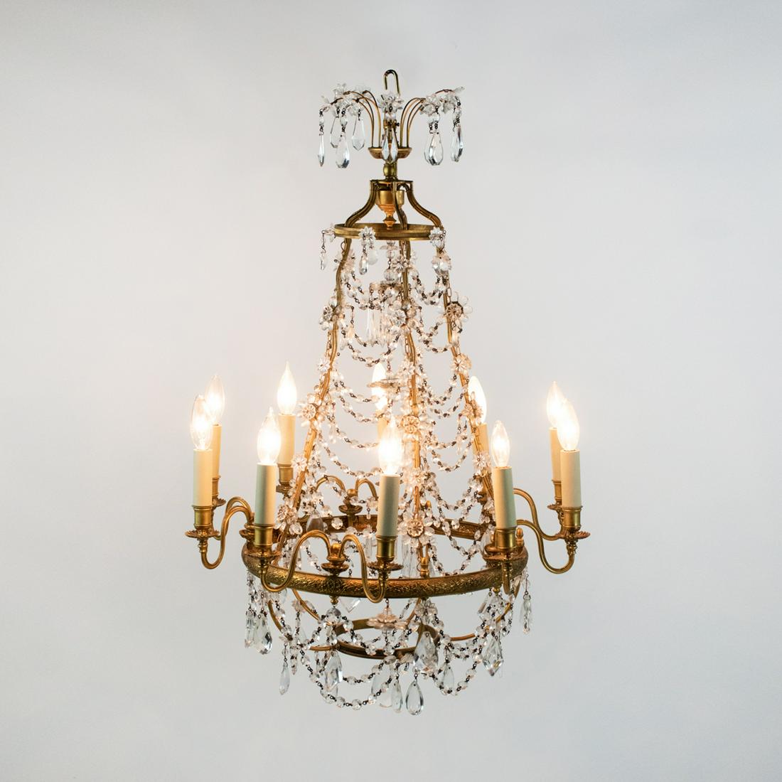 French Empire 10 Light Bronze Ormolu Crystal Chandelier (1 of 20)