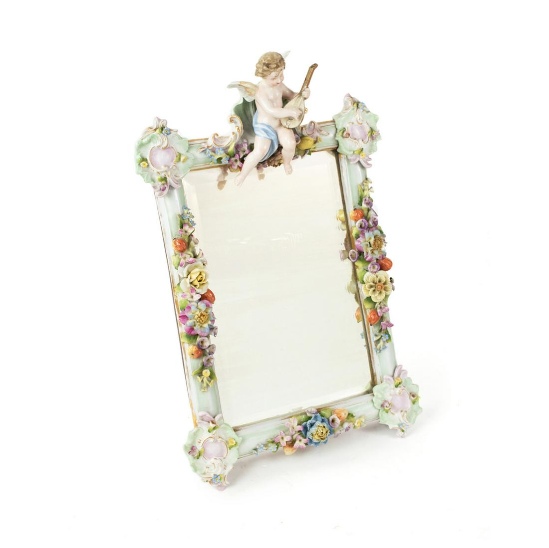 Meissen Porcelain Floral Cherub Tabletop Vanity Mirror (1 of 14)