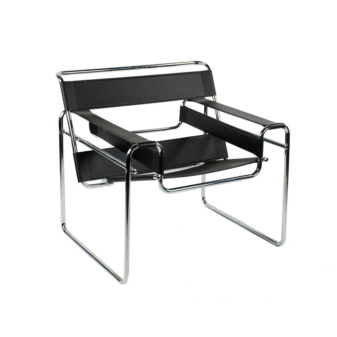 Marcel Breuer Style Black Leather Wassily Chair (1 of 16)