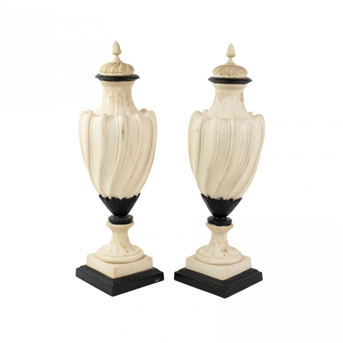 Pair of Spiral Fluted Marble Neoclassical Urns (1 of 15)