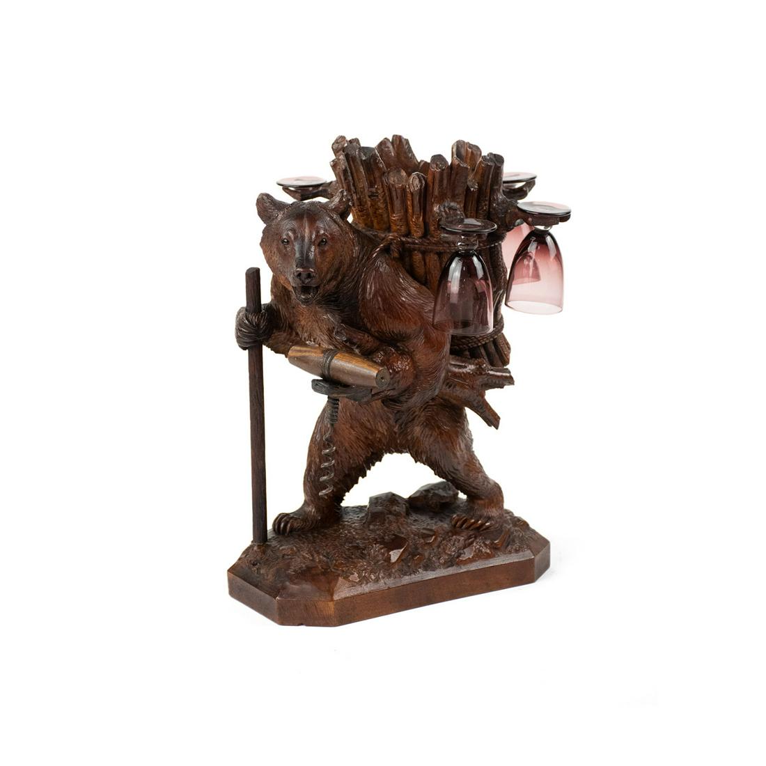 Swiss Black Forest Bear Glasses and Corkscrew Stand (1 of 11)