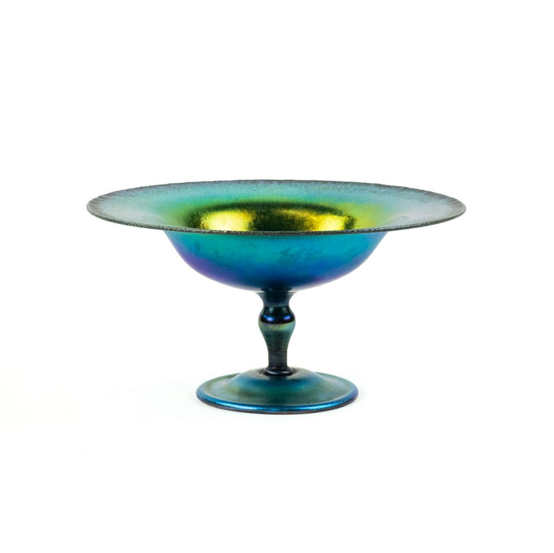 L.C. Tiffany Favrile Blue Glass Compote (1 of 18)