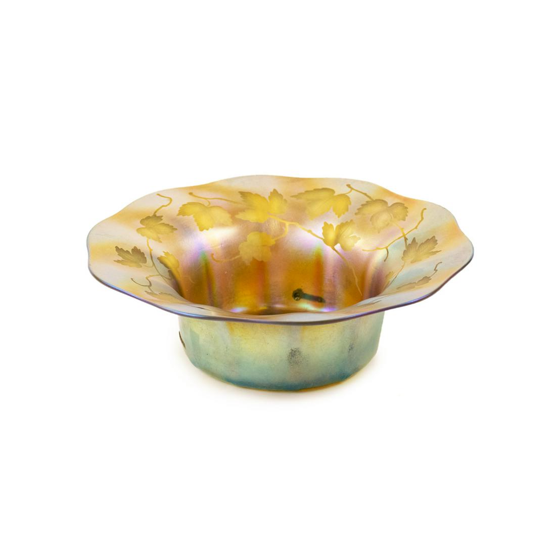 Louis Comfort Tiffany Favrile Gold Maple Leaf Bowl (1 of 18)