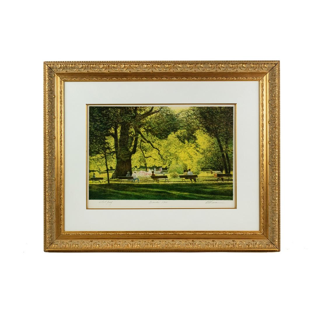 Harold Altman 'Benches' Signed Lithograph on Paper - AP (1 of 15)