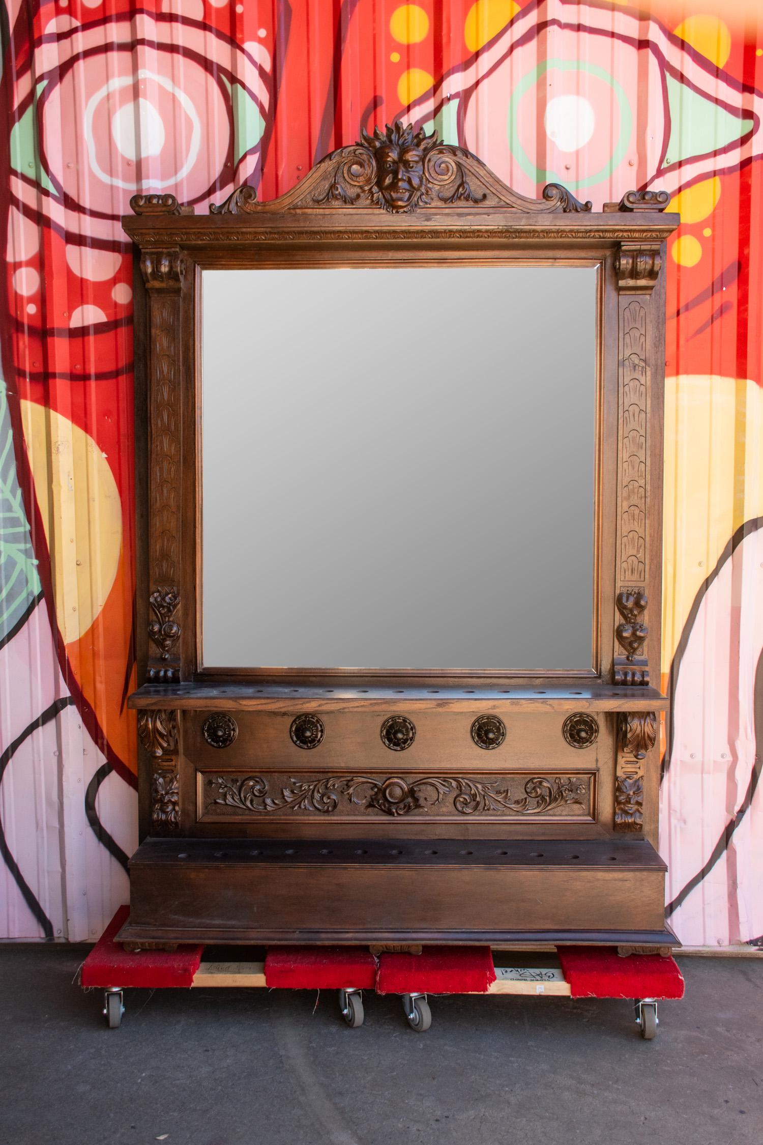 English Oak Billiard Pool Cue Converted Mirror Stand (1 of 20)