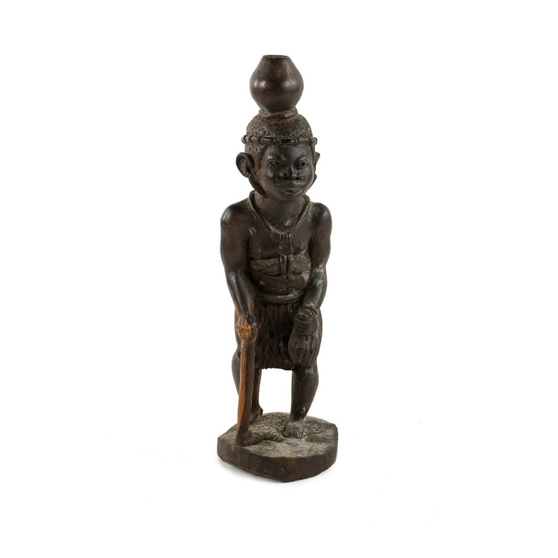 African Ironwood Carved Figure with Basket Sculpture (1 of 13)