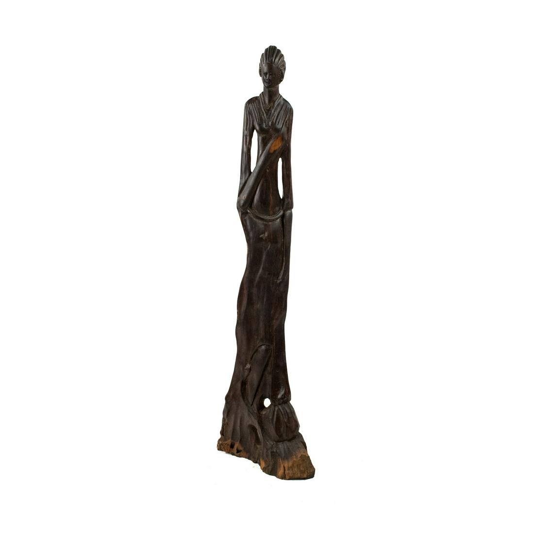 Large African Ironwood Carved Female Figure Sculpture (1 of 11)