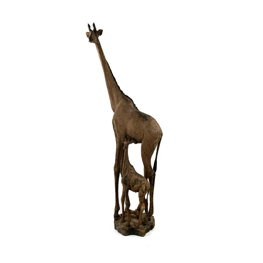 African Ironwood Carved Giraffe and Calf Sculpture (1 of 17)