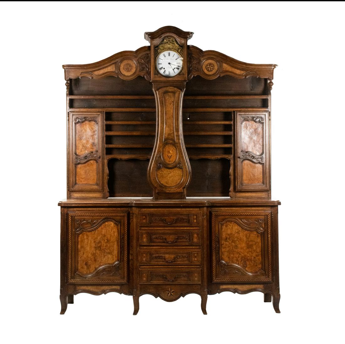 19th C. French Louis XV Style Clock Vaisselier Buffet (1 of 20)