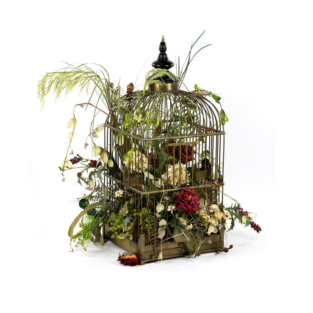 Large Floral Display Brass Bird Cage (1 of 8)
