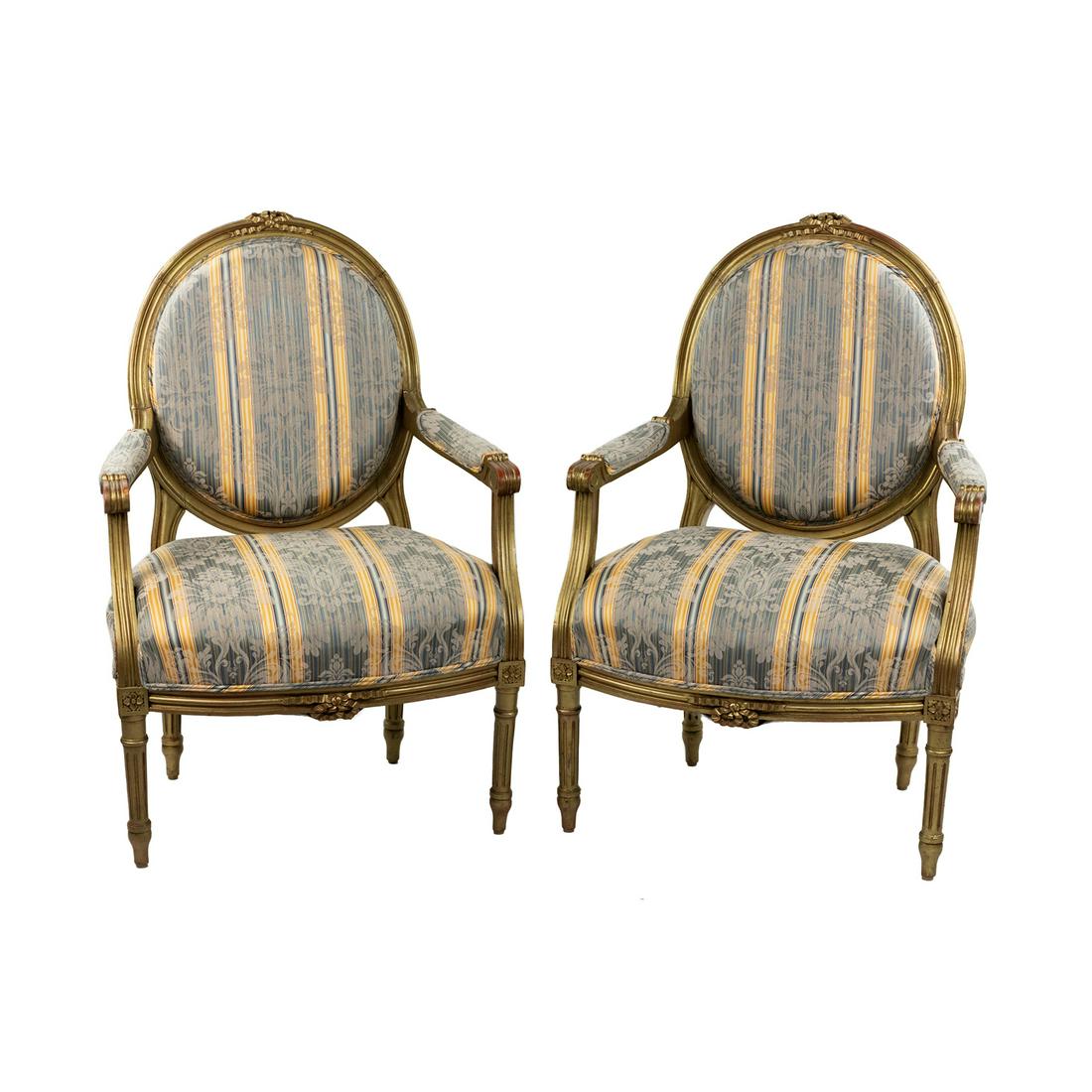 (2) Pair of French Louis XVI Bergere Chairs (1 of 16)