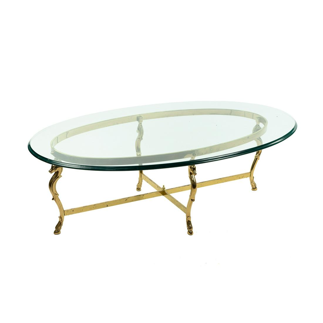 Italian Mid-Century Oval Brass Horse Hoof Coffee Table (1 of 13)