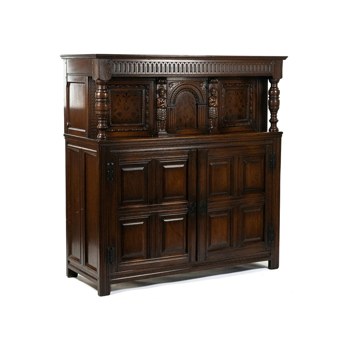 Flemish Renaissance Style Oak Side Cabinet Beeldenkast (1 of 20)