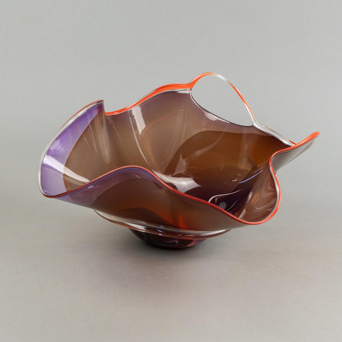 Susan Anne Studio Purple Orange Swirl Art Glass Bowl (1 of 10)