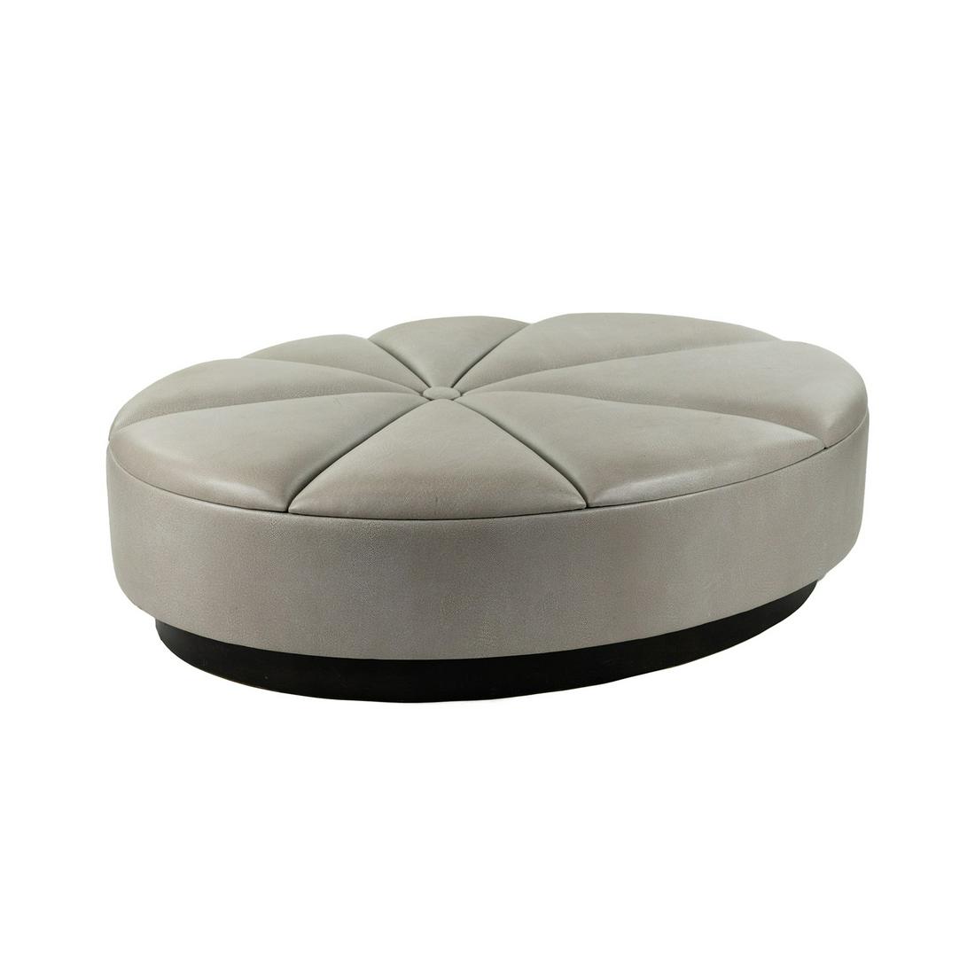 Modern Grey Stingray Vinyl Tufted Cocktail Ottoman (1 of 9)