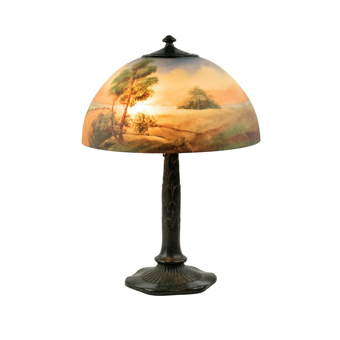 Jefferson Lamp Co. Signed Reverse Painted Table Lamp (1 of 19)