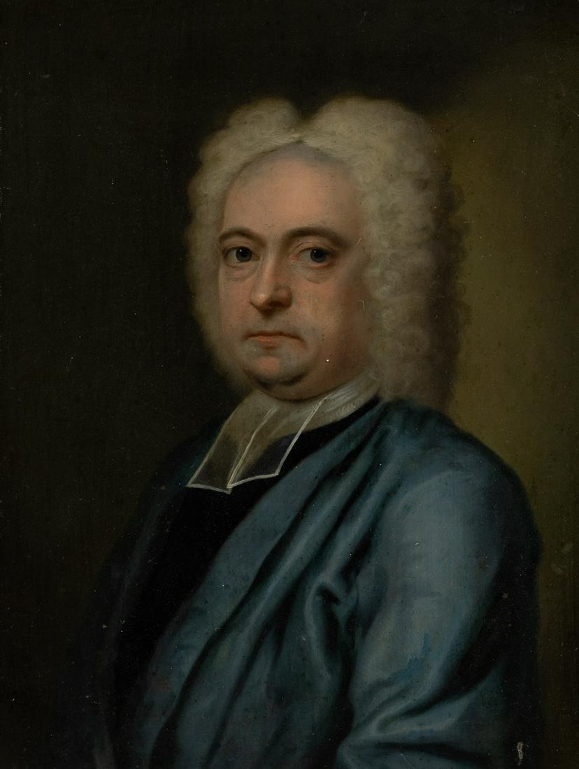 John Theodore Heins Oil on Copper Signed Clergy Portrait: An antique John Theodore Heins (German/British, 1697-1756) signed oil on copper portrait of an Anglican clergyman circa 1728. Presented in wood frame. Signed at the lower left 'Heins Fec. 1728. 'Sight