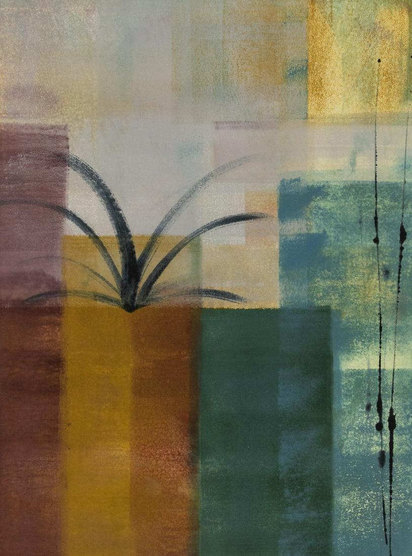 Tracey Adams 'Sleep Impressions 236' Signed Print: A Tracey Adams (American, Contemporary) signed monoprint titled 'Sleep Impression 236' depicting an abstracted scene. Pencil signed lower right, titled lower left. Presented in a metal frame, matted,