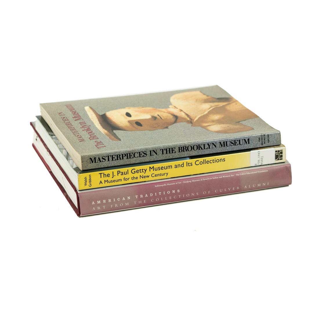(3) Art Museum Collection Books: A group of 3 books featuring art from museum collections and Culver University alumni - 'The J. Paul Getty Museum and Its Collections: A Museum for the New Century' by John Walsh and Deborah Gribbon,