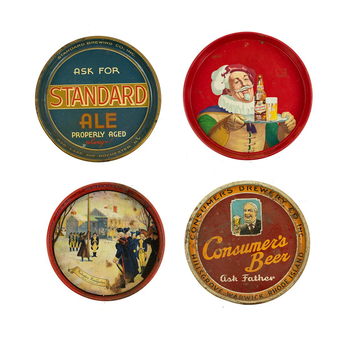 (4) 1930's - 1940's Metal Beer Serving Trays (1 of 10)