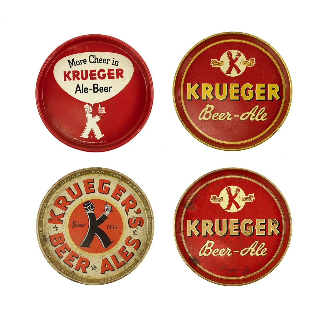 (4) 1930s - 1950s Krueger Metal Beer Trays (1 of 9)