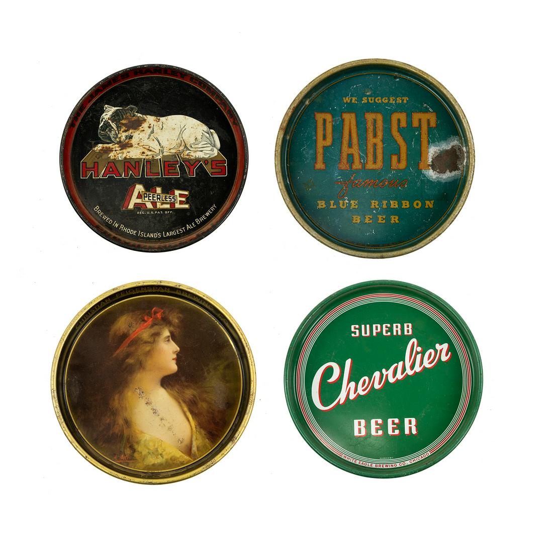 (4) 1930's - 1950's Metal Beer Serving Trays (1 of 10)