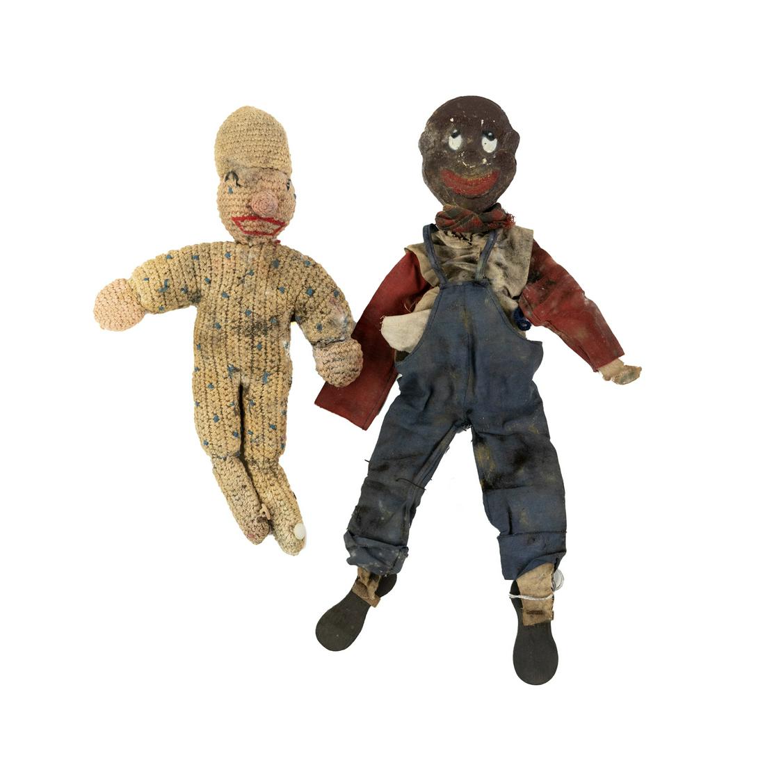 Antique Hand-Made Cloth and Painted Wood Dolls (1 of 4)
