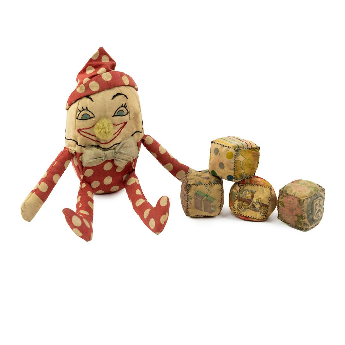 Vintage Cloth Stitched Toy Rag Doll and Dice (1 of 3)