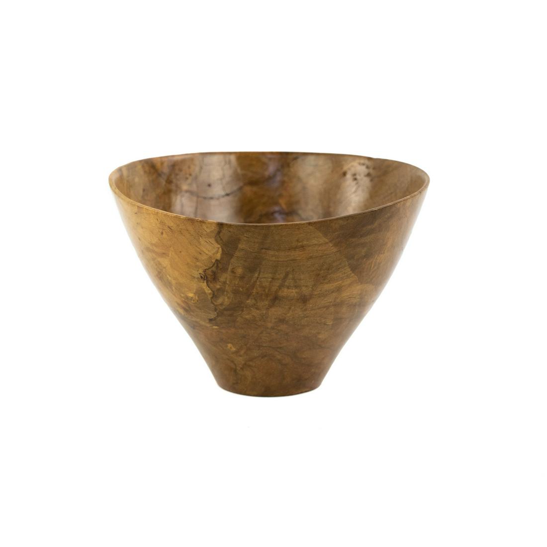 Bob Miller Hand-Turned Red Maple Burl Wood Bowl: A Bob Miller hand-turned Tennessee red maple burl wood bowl signed in marker on the underside 'Bob Miller', 'Tenn Red Maple Burl'.