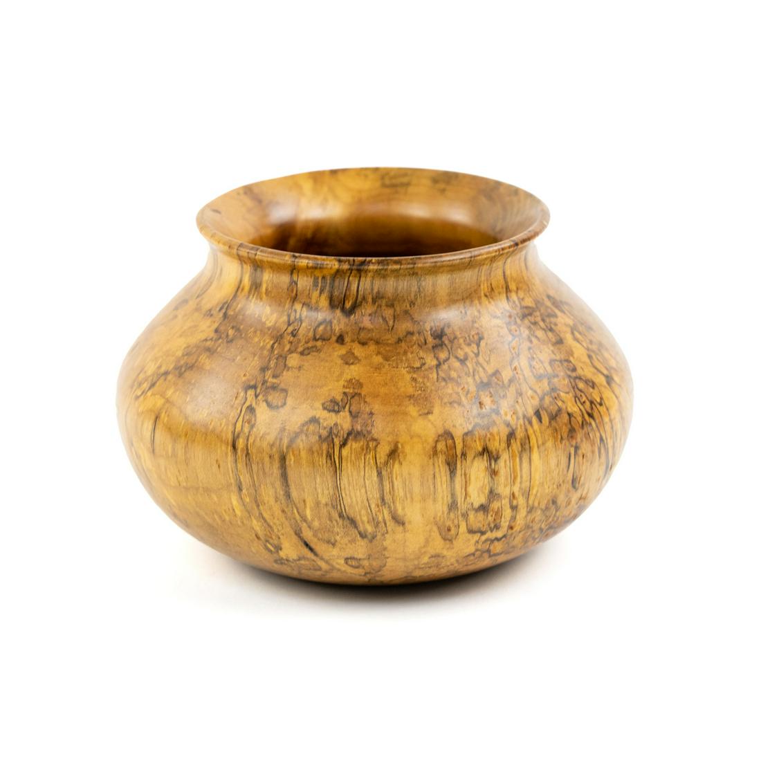 Robby Piscitelli Hand-Turned Spalted Maple Vase: A Robby Piscitelli hand-turned spalted maple bowl or vase signed in marker on the underside 'Robby Piscitelli', 'Spalted Maple', '97'.